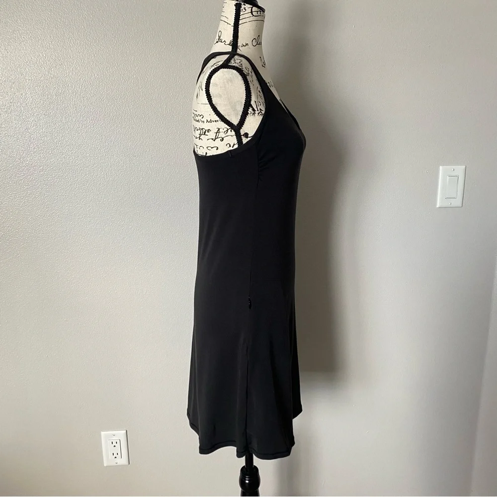 Prana Black Dress Built in Bra Strappy Activewear A-Line LBD Women's Small - Picture 2 of 9